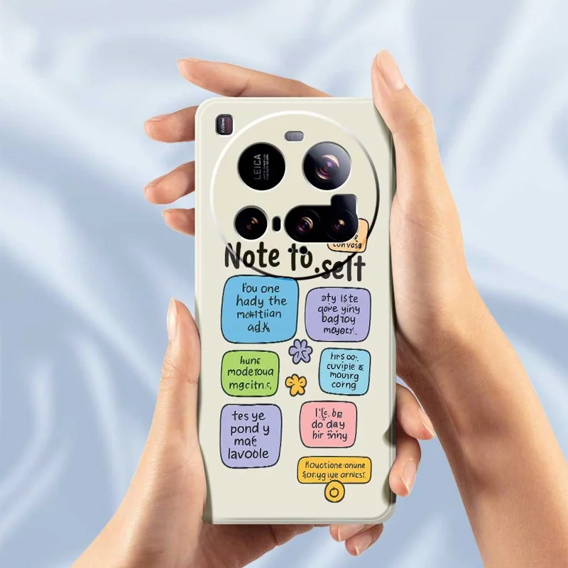 For Xiaomi 15 Ultra Case Colored Sticky Notes Pattern Printing Straight Edge TPU Phone Back Cover - Beige