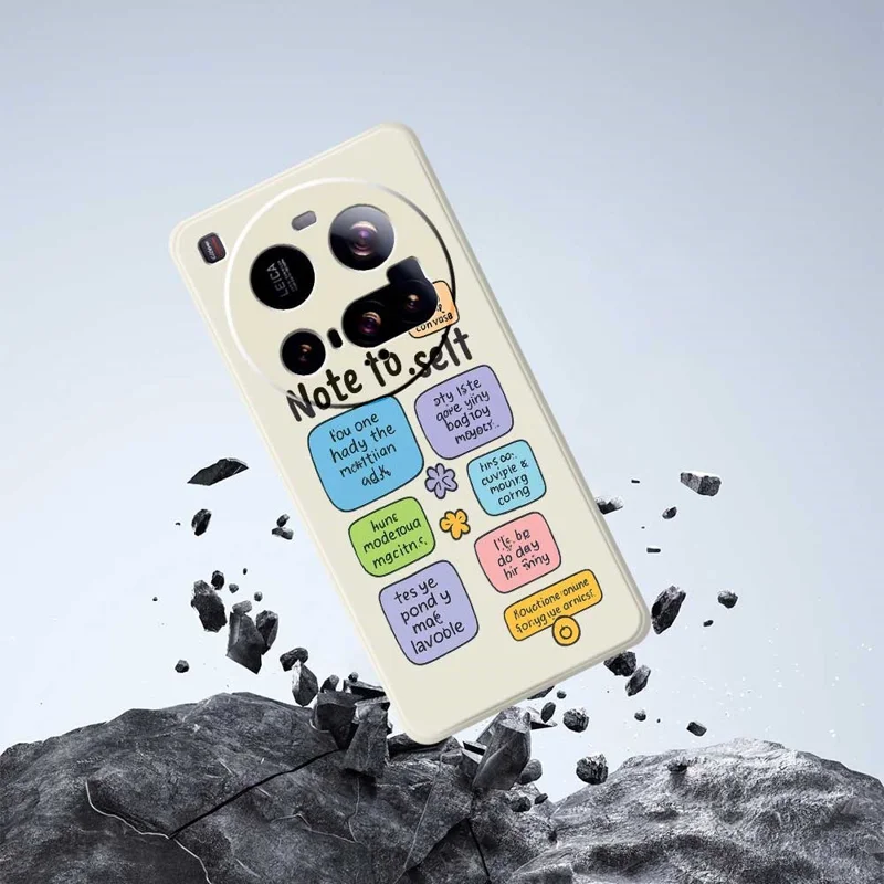 For Xiaomi 15 Ultra Case Colored Sticky Notes Pattern Printing Straight Edge TPU Phone Back Cover - Beige