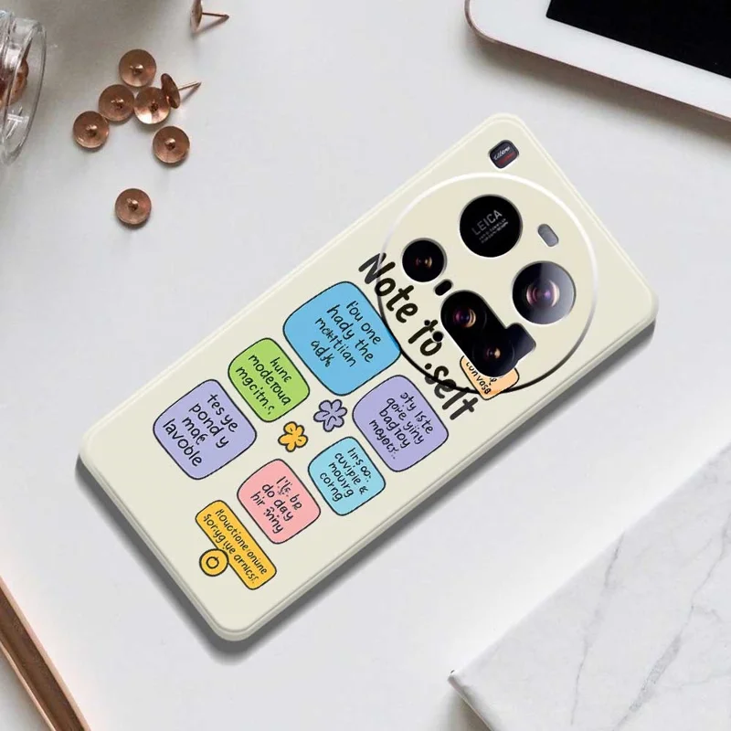 For Xiaomi 15 Ultra Case Colored Sticky Notes Pattern Printing Straight Edge TPU Phone Back Cover - Beige