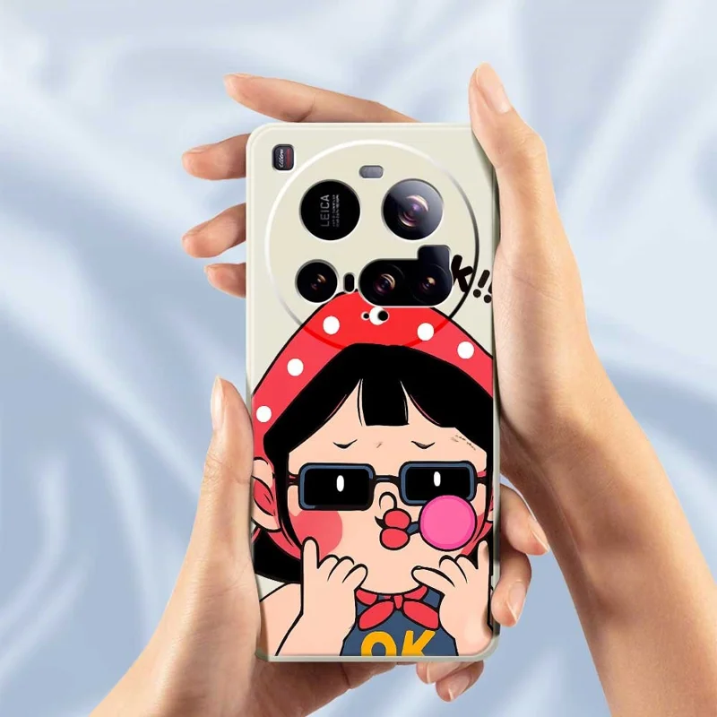 For Xiaomi 15 Ultra Case Cute Kid Pattern Printing Straight Edge TPU Phone Back Cover - Beige