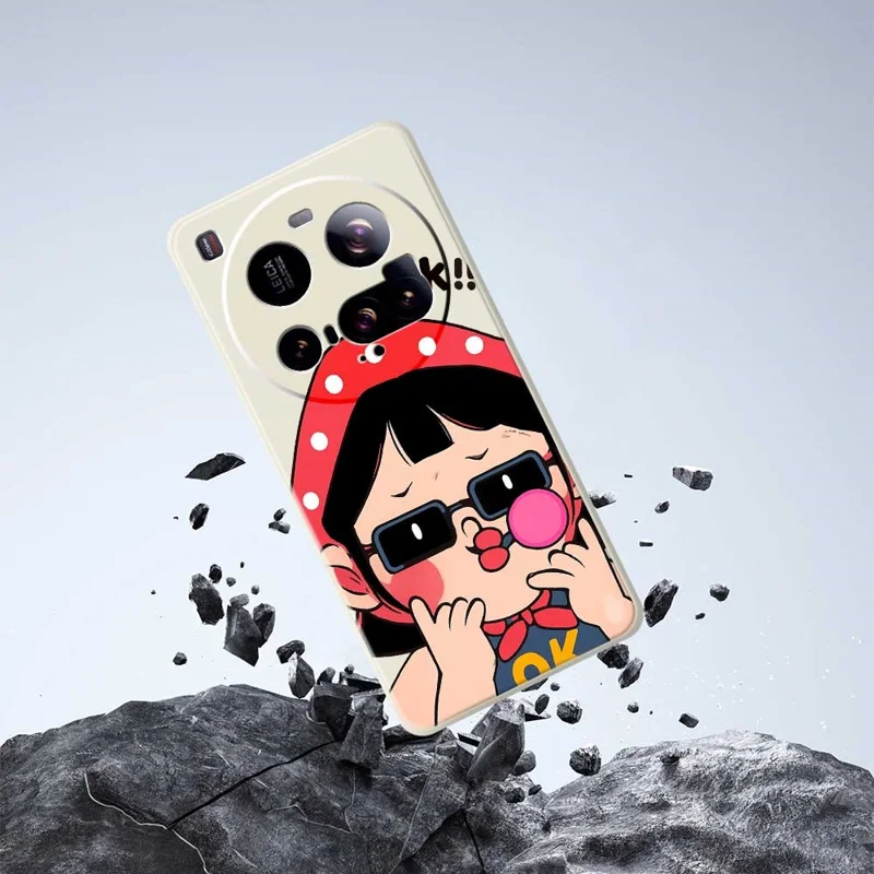 For Xiaomi 15 Ultra Case Cute Kid Pattern Printing Straight Edge TPU Phone Back Cover - Beige