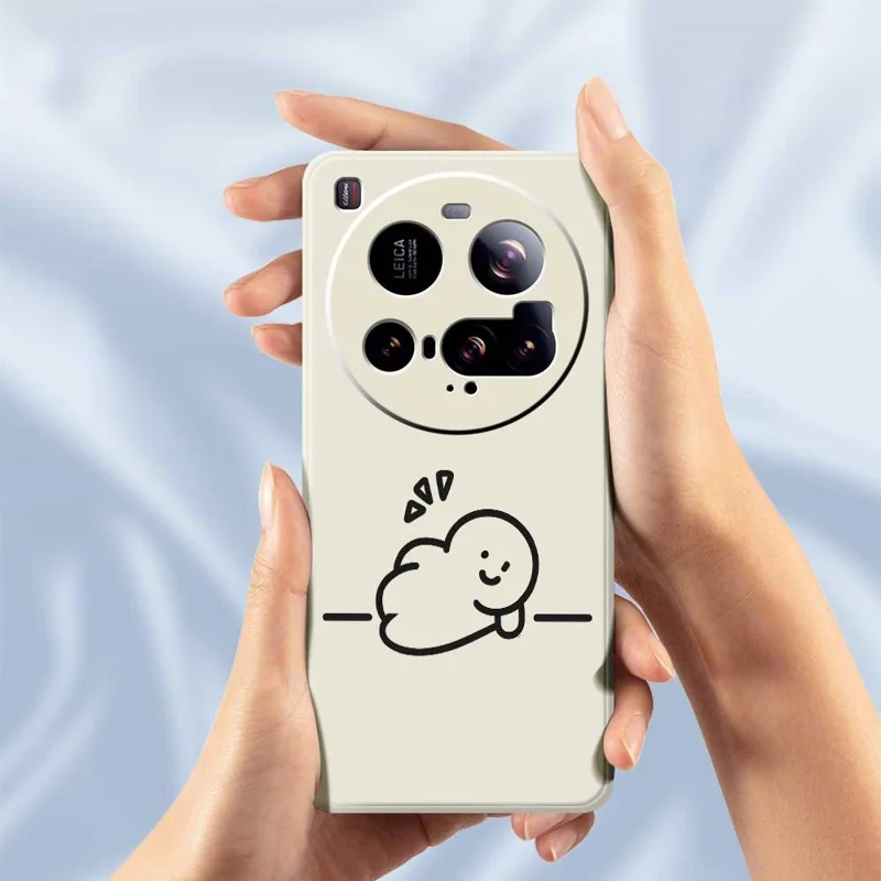 For Xiaomi 15 Ultra Case Stick Figure Pattern Printing Straight Edge TPU Phone Back Cover - Beige