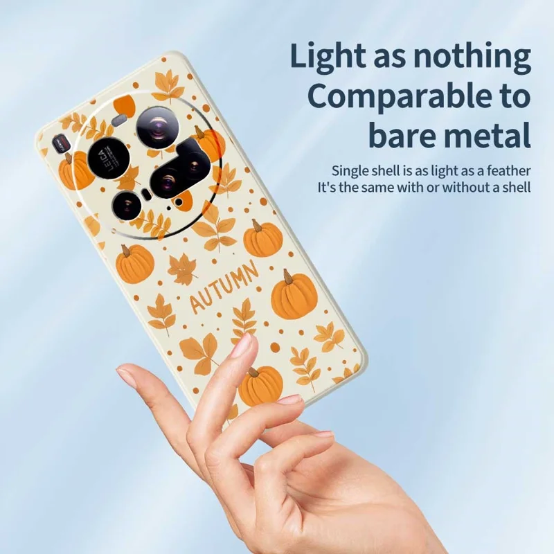 For Xiaomi 15 Ultra Case Autumn Theme Pattern Printing Straight Edge TPU Phone Back Cover - Beige