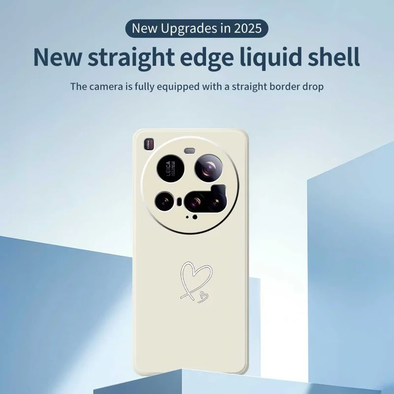 For Xiaomi 15 Ultra Case White Love Pattern Printing Straight Edge TPU Phone Back Cover - Beige