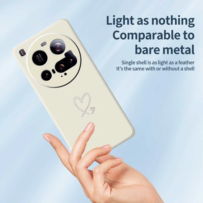 For Xiaomi 15 Ultra Case White Love Pattern Printing Straight Edge TPU Phone Back Cover - Beige