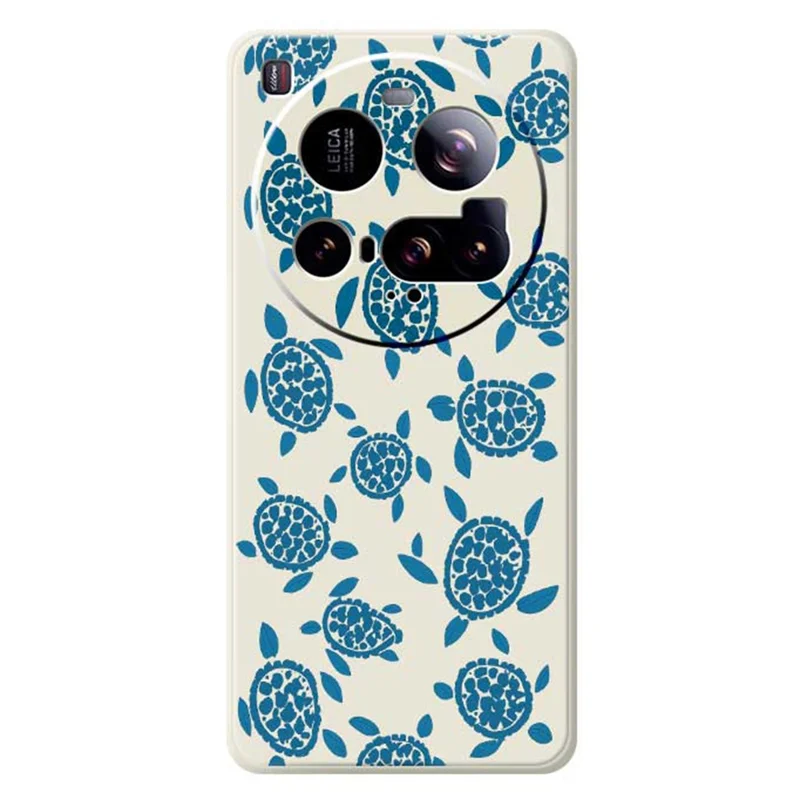 Hoesje voor Xiaomi 15 Ultra Blauw Schildpaddenpatroon Rechte Rand TPU Telefoonhoesje - Beige