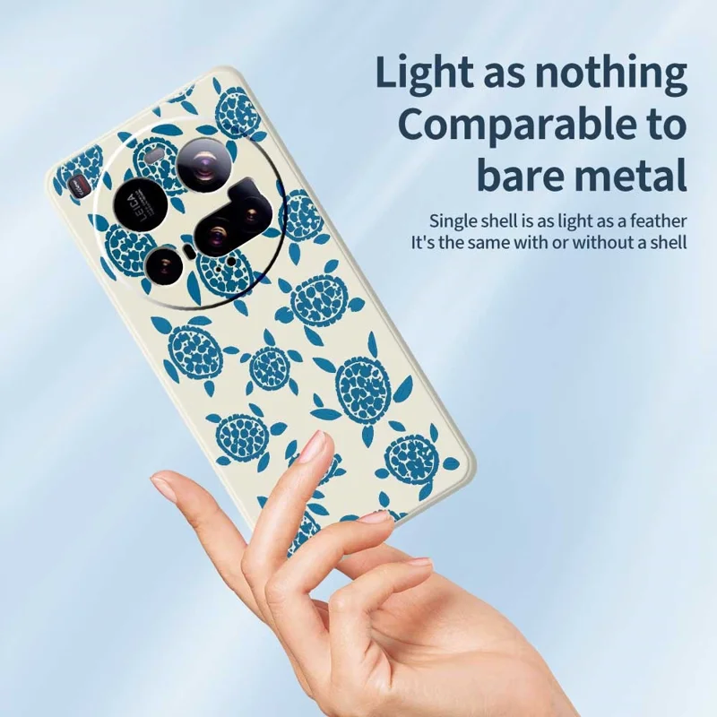 Hoesje voor Xiaomi 15 Ultra Blauw Schildpaddenpatroon Rechte Rand TPU Telefoonhoesje - Beige