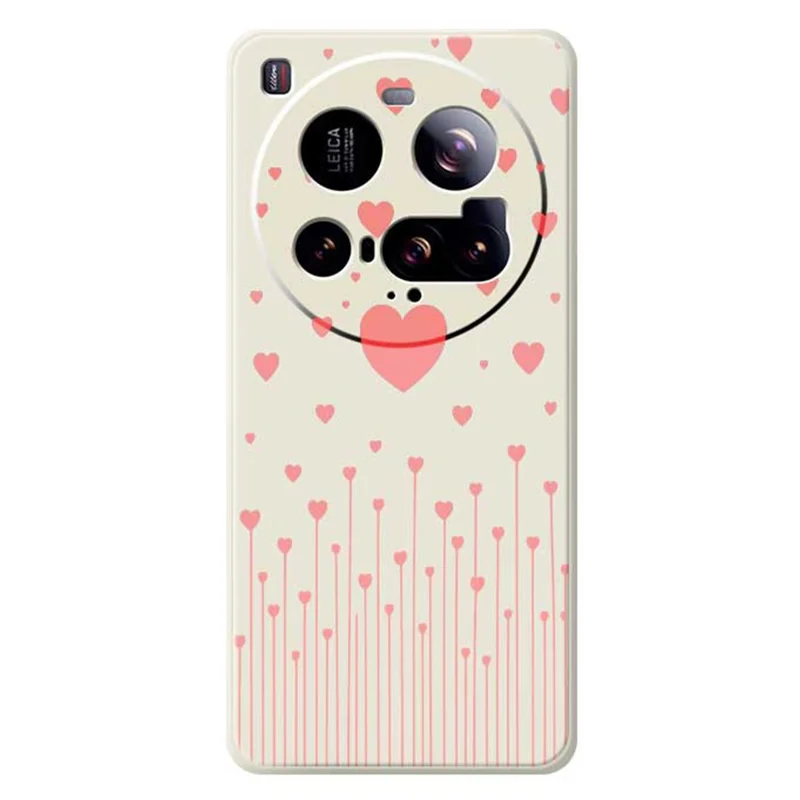 For Xiaomi 15 Ultra Case Pink Love Pattern Printing Straight Edge TPU Phone Back Cover - Beige