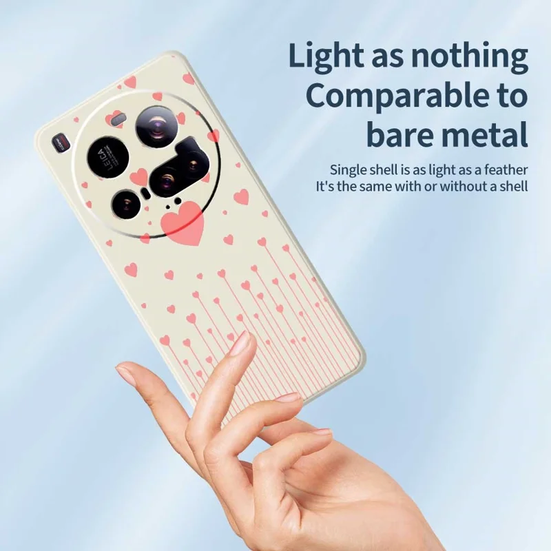 For Xiaomi 15 Ultra Case Pink Love Pattern Printing Straight Edge TPU Phone Back Cover - Beige