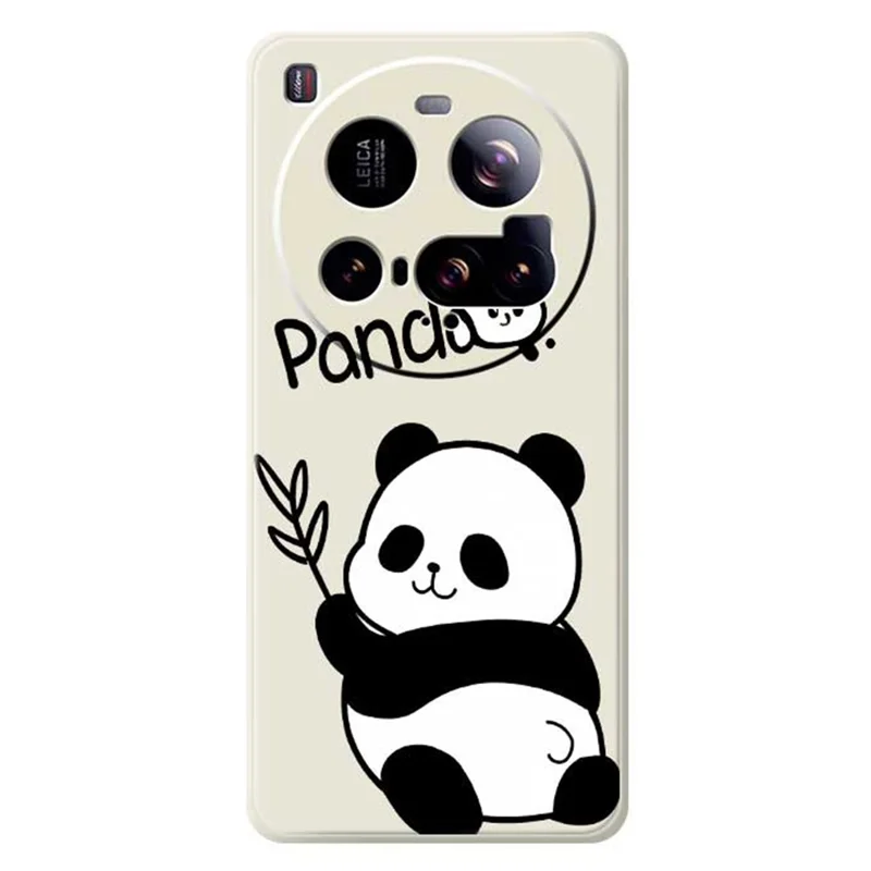 For Xiaomi 15 Ultra Case Panda Pattern Printing Straight Edge TPU Phone Back Cover - Beige