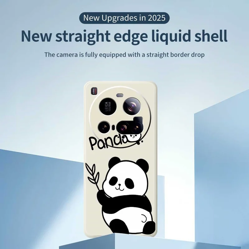For Xiaomi 15 Ultra Case Panda Pattern Printing Straight Edge TPU Phone Back Cover - Beige