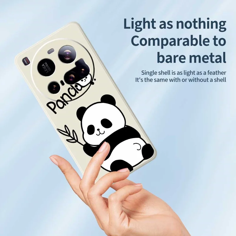 For Xiaomi 15 Ultra Case Panda Pattern Printing Straight Edge TPU Phone Back Cover - Beige
