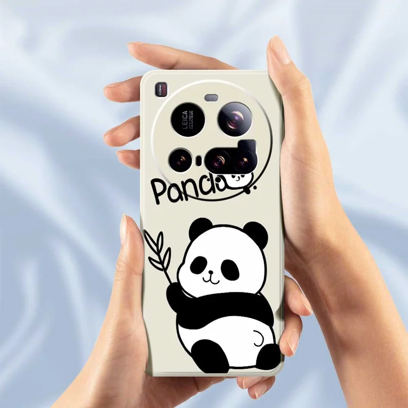 For Xiaomi 15 Ultra Case Panda Pattern Printing Straight Edge TPU Phone Back Cover - Beige