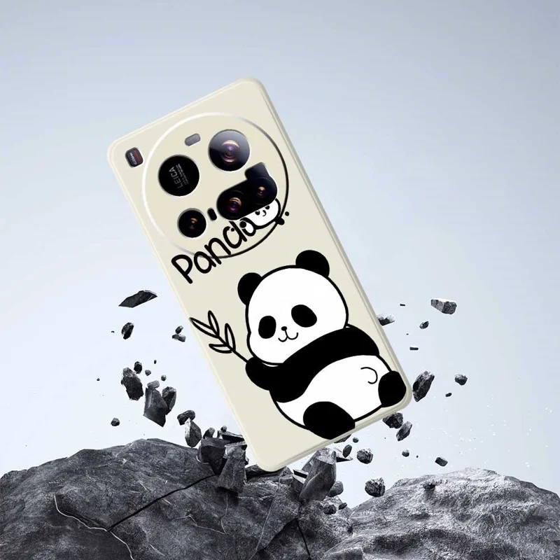 For Xiaomi 15 Ultra Case Panda Pattern Printing Straight Edge TPU Phone Back Cover - Beige