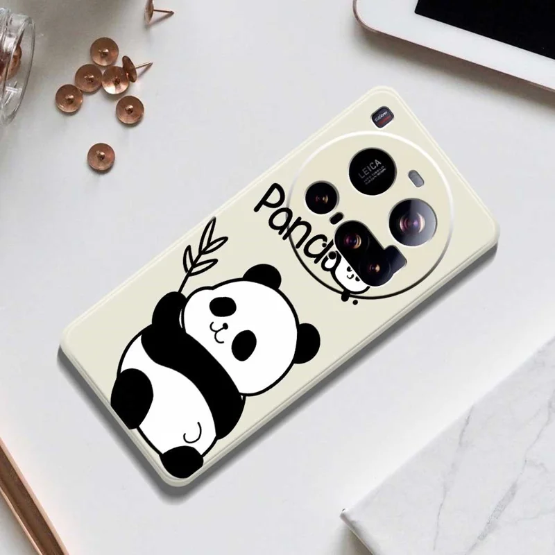 For Xiaomi 15 Ultra Case Panda Pattern Printing Straight Edge TPU Phone Back Cover - Beige