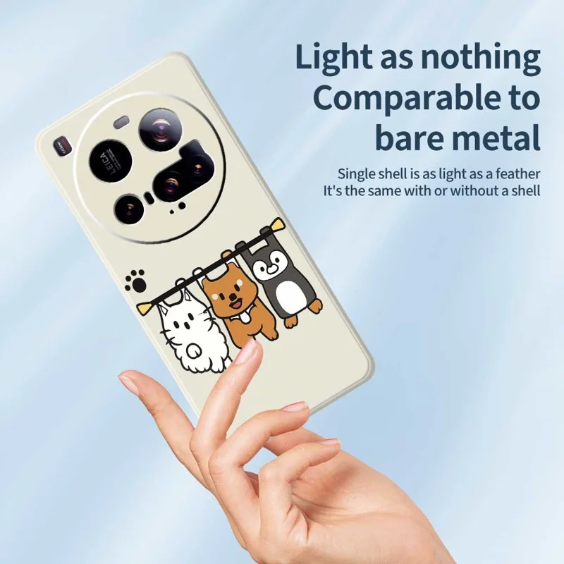 For Xiaomi 15 Ultra Case Three Animal Dolls Pattern Printing Straight Edge TPU Phone Back Cover - Beige