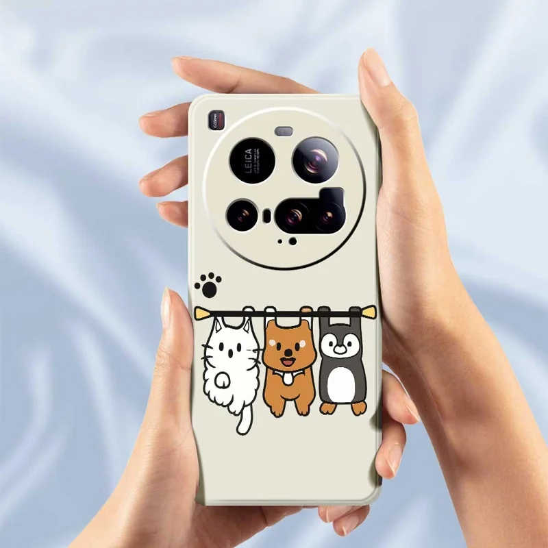 For Xiaomi 15 Ultra Case Three Animal Dolls Pattern Printing Straight Edge TPU Phone Back Cover - Beige