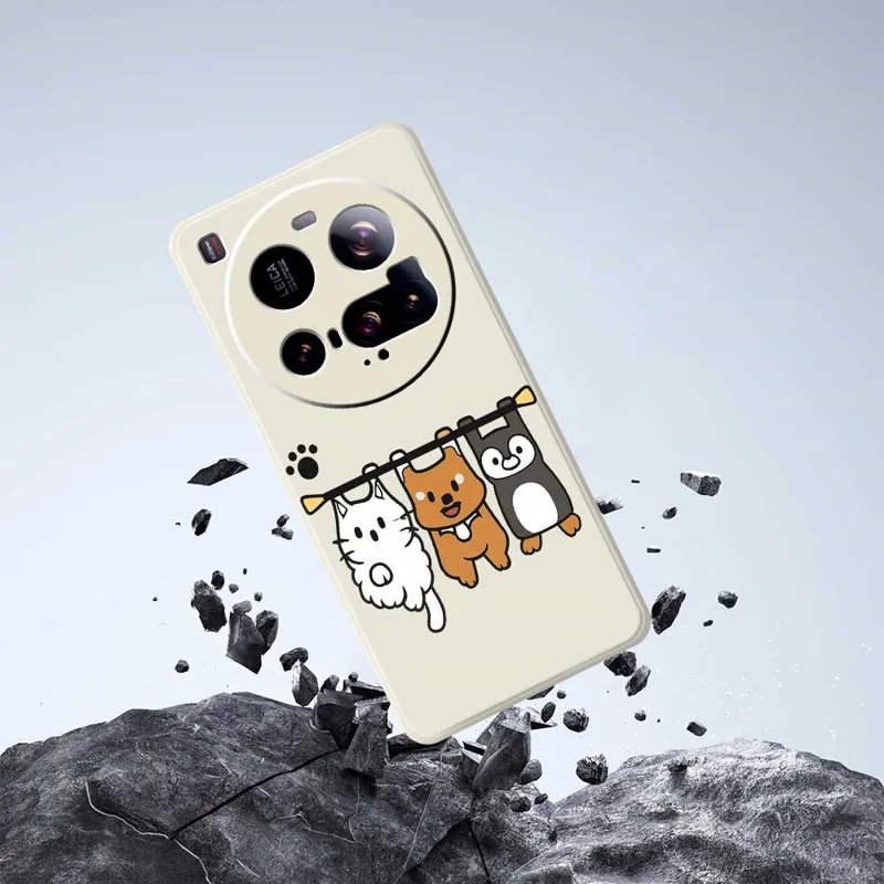 For Xiaomi 15 Ultra Case Three Animal Dolls Pattern Printing Straight Edge TPU Phone Back Cover - Beige