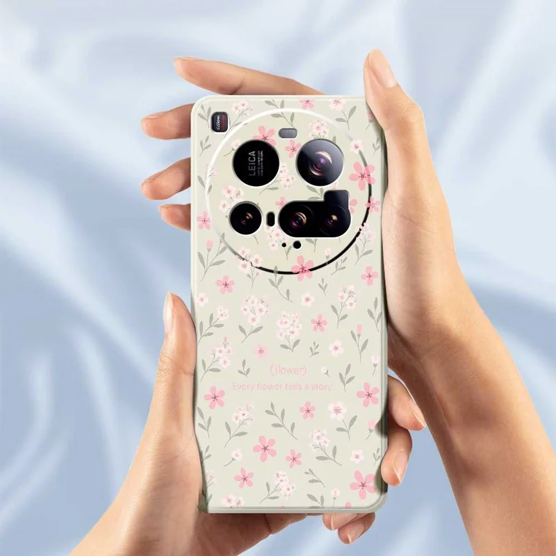 For Xiaomi 15 Ultra Case Small Flower Pattern Printing Straight Edge TPU Phone Back Cover - Beige