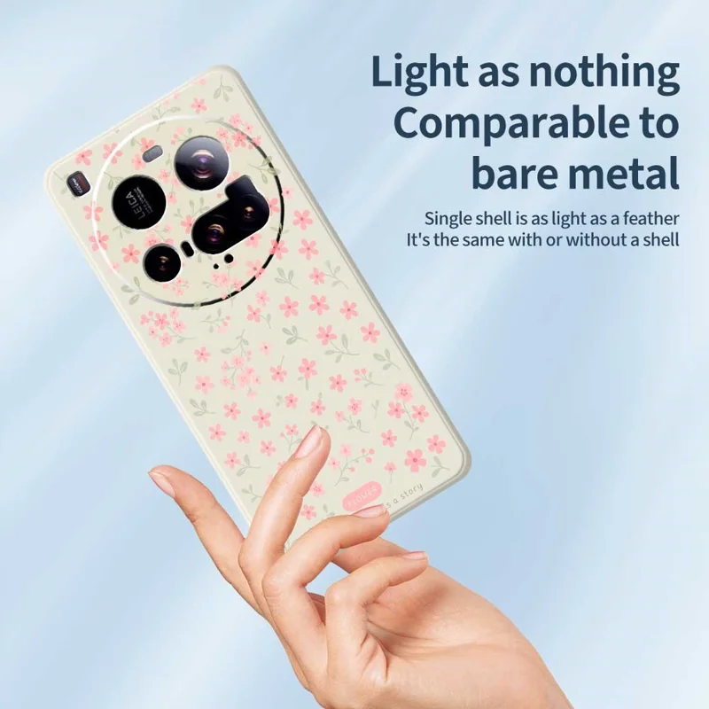 For Xiaomi 15 Ultra Case Pink Small Flowers Pattern Printing Straight Edge TPU Phone Back Cover - Beige