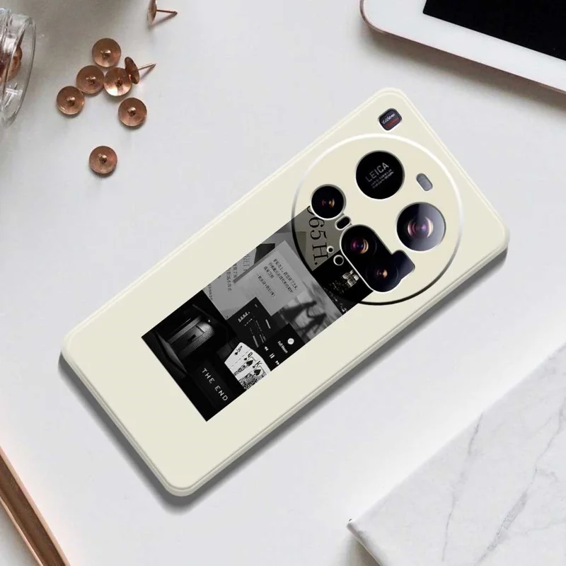 TPU-telefoonhoesje met steekfoto's patroon voor Xiaomi 15 Ultra, rechte rand, beige