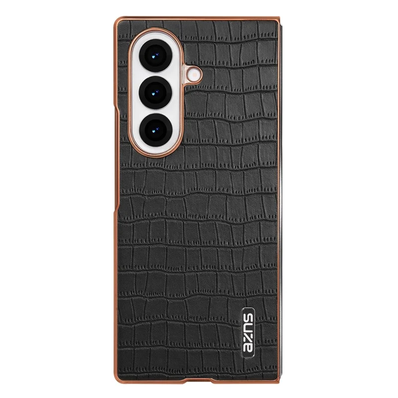 Capa AZNS para Samsung Galaxy Z Fold7 5G com Textura de Crocodilo Eletroplastificada em PU + PC - Preto