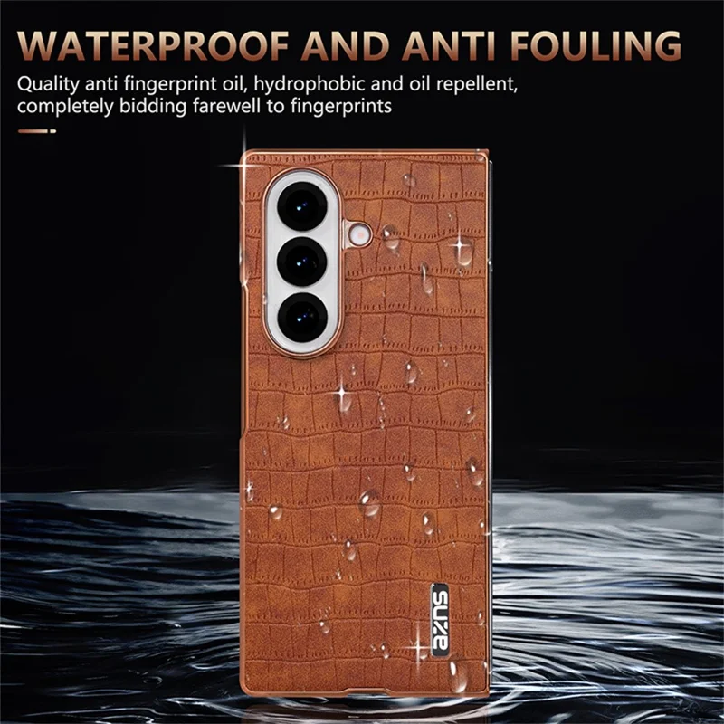 AZNS Pour Samsung Galaxy Z Fold7 5G Étui Électrolytique Texture de Crocodile PU + PC Housse de Téléphone - Blanc