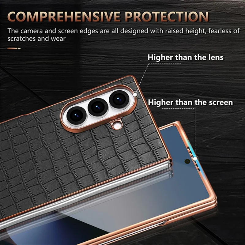 AZNS Pour Samsung Galaxy Z Fold7 5G Étui Électrolytique Texture de Crocodile PU + PC Housse de Téléphone - Blanc