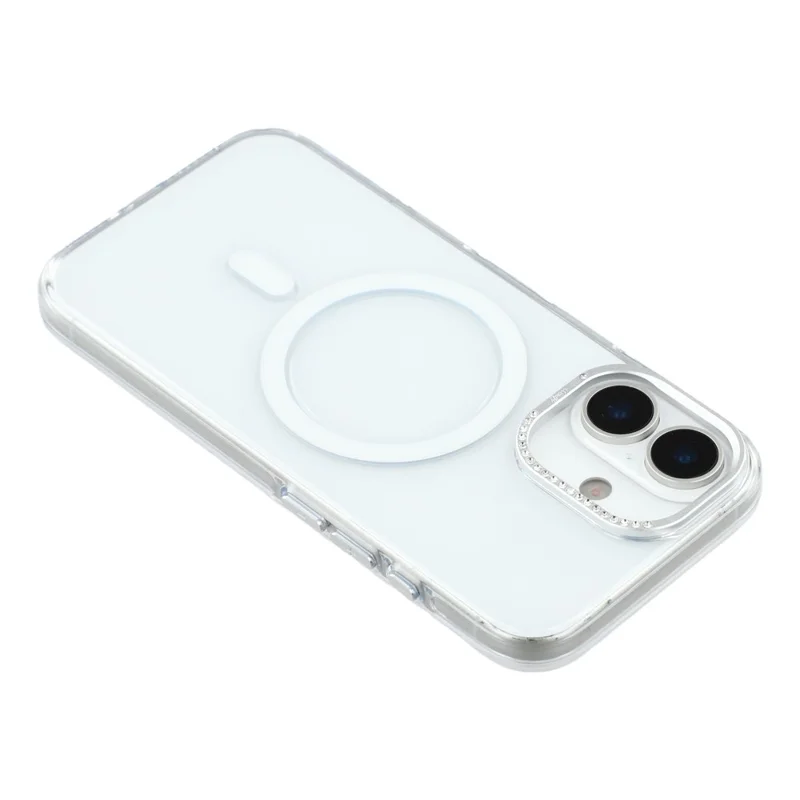 JAUCASE For iPhone 17 Magnetic Case Clear PC Phone Cover with Rhinestone Lens Frame  /  AI Button