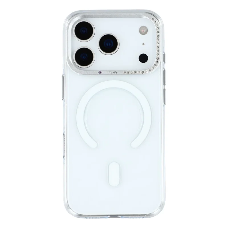 JAUCASE For iPhone 17 Pro Magnetic Case Clear PC Phone Cover with Rhinestone Lens Frame  /  AI Button