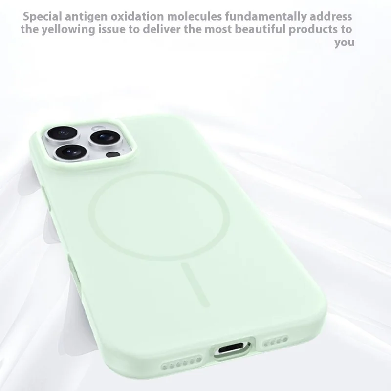 For iPhone 15 Pro Max Case Compatible with MagSafe Ice-Transparent Liquid Silicone + PC Phone Cover - Green