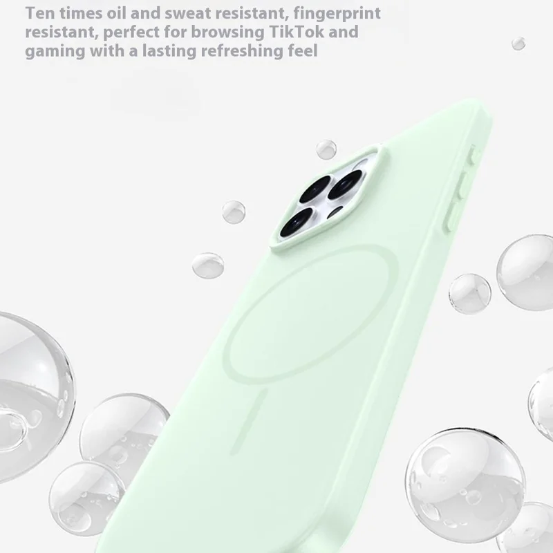 For iPhone 15 Pro Max Case Compatible with MagSafe Ice-Transparent Liquid Silicone + PC Phone Cover - Green