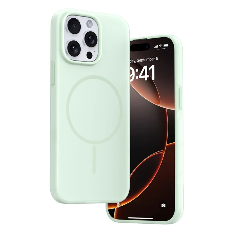 For iPhone 15 Pro Case Compatible with MagSafe Ice-Transparent Liquid Silicone + PC Phone Cover - Green