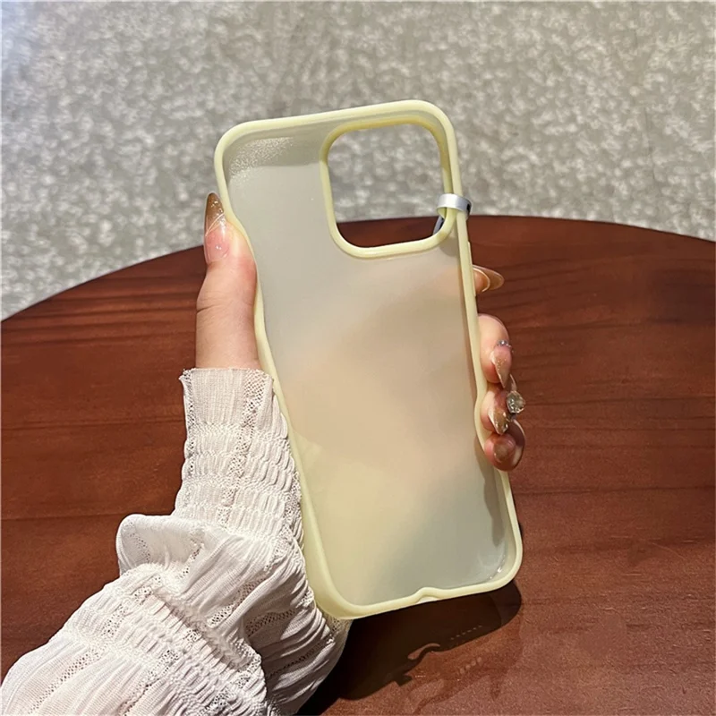 For iPhone 14 Pro Max Case Ice-Transparent Liquid Silicone + PC Phone Cover with Wrist Strap - Purple