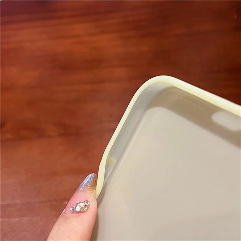 For iPhone 14 Pro Max Case Ice-Transparent Liquid Silicone + PC Phone Cover with Wrist Strap - Purple