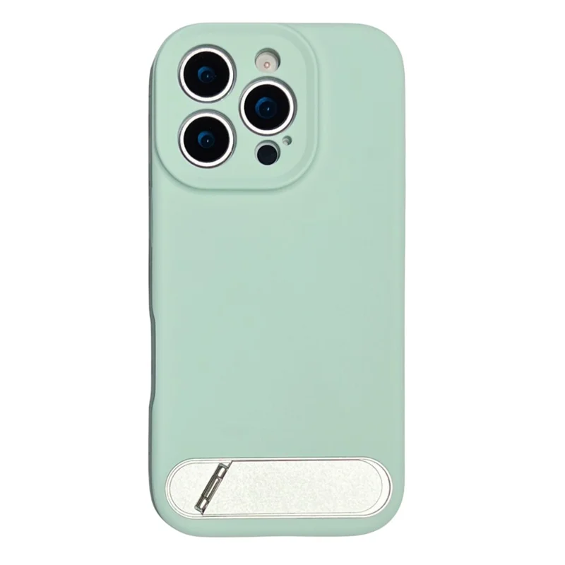 Capa para iPhone 16 Pro Max com suporte, recortes precisos, silicone líquido + Capa de telefone PC - Verde Claro