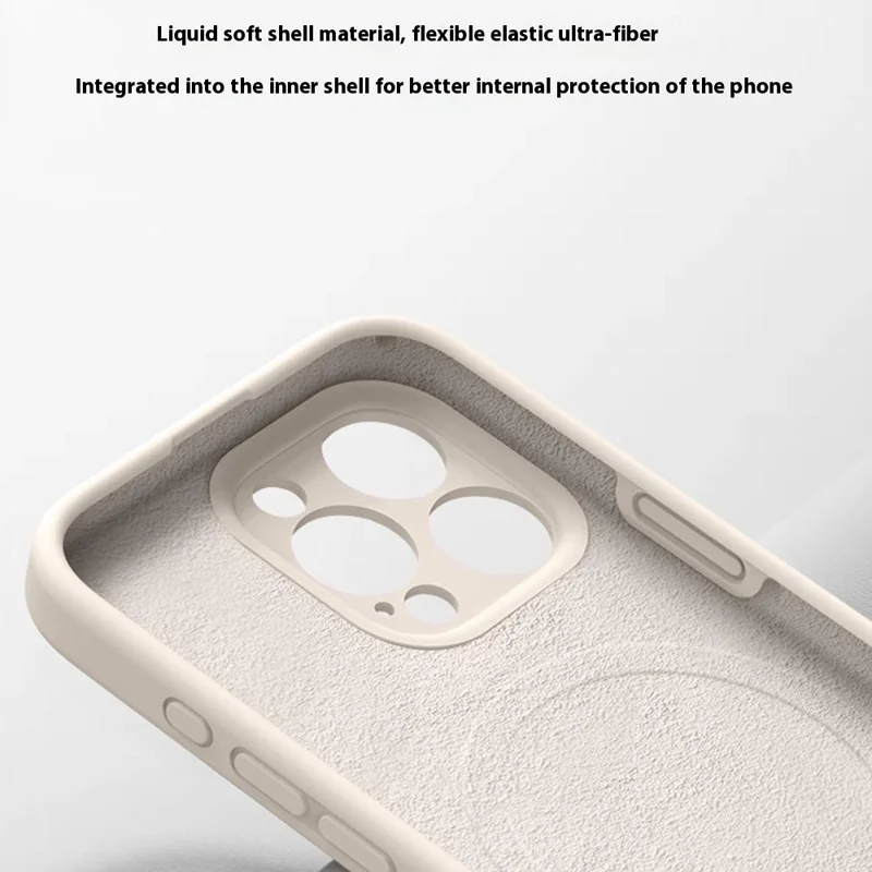 Capa para iPhone 16 Pro Max Compatível com MagSafe, Recortes Precisos, Silicone Líquido + Capa de Telefone PC - Azul Bebê