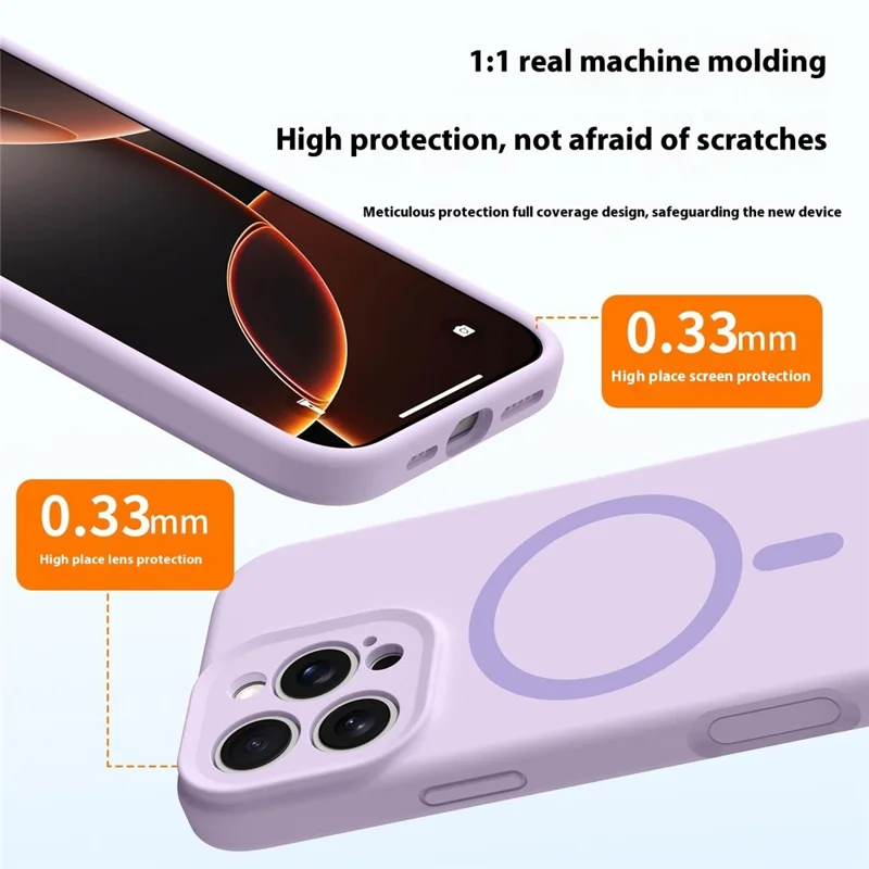 For iPhone 16 Pro Max Case Compatible with MagSafe Precise Cutouts Liquid Silicone + PC Phone Cover - Light Purple