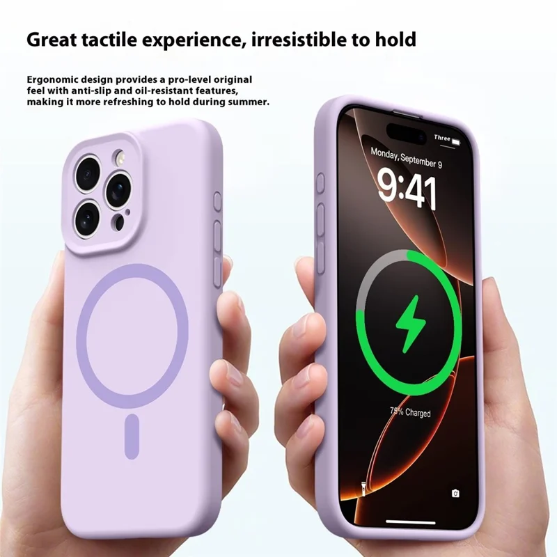 For iPhone 16 Pro Max Case Compatible with MagSafe Precise Cutouts Liquid Silicone + PC Phone Cover - Light Purple