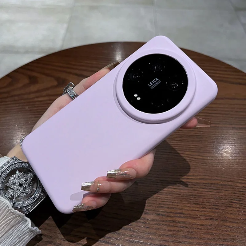 Cover per Xiaomi 14 Ultra Custodia Skin-Friendly in Silicone Liquido + PC - Viola Chiaro