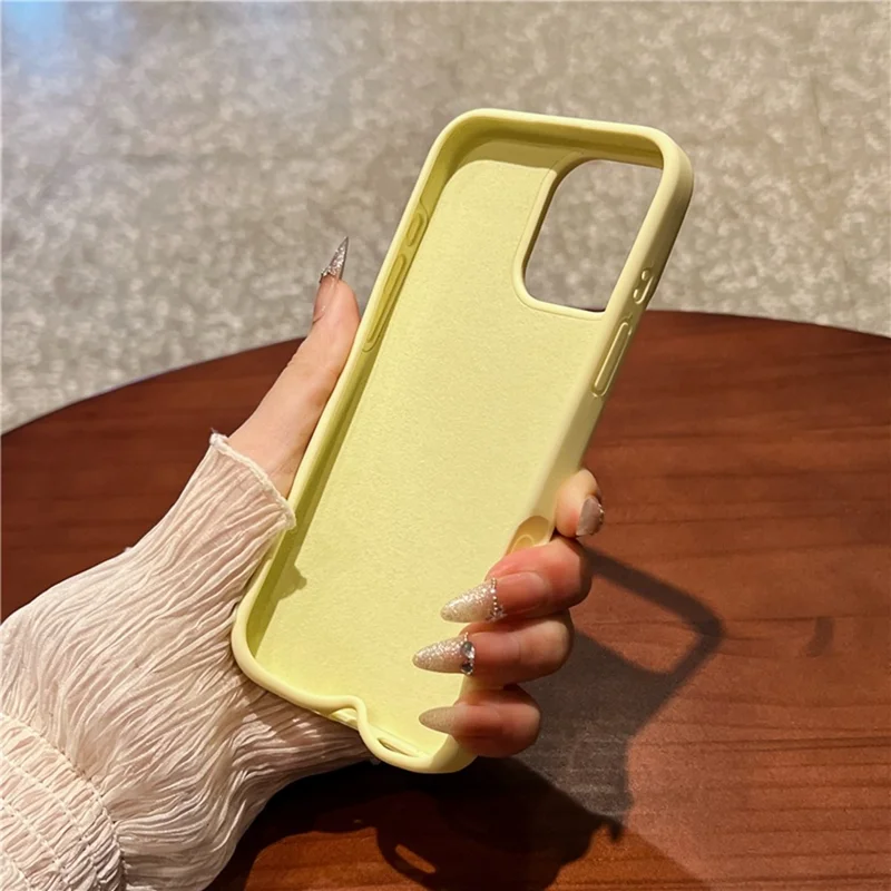 For iPhone 16 Pro Max Case Soft Microfiber Lining Liquid Silicone + PC Phone Cover - Light Yellow