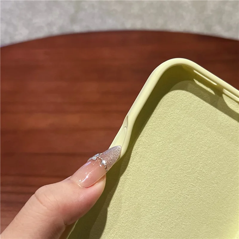 For iPhone 16 Pro Max Case Soft Microfiber Lining Liquid Silicone + PC Phone Cover - Light Yellow