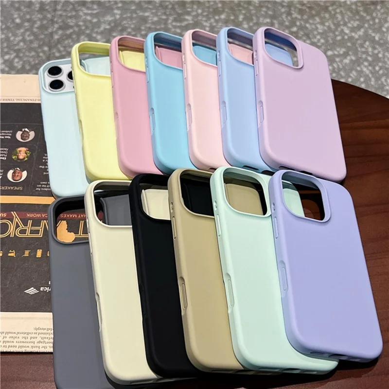 For iPhone 16 Pro Max Case Soft Microfiber Lining Liquid Silicone + PC Phone Cover - Light Yellow