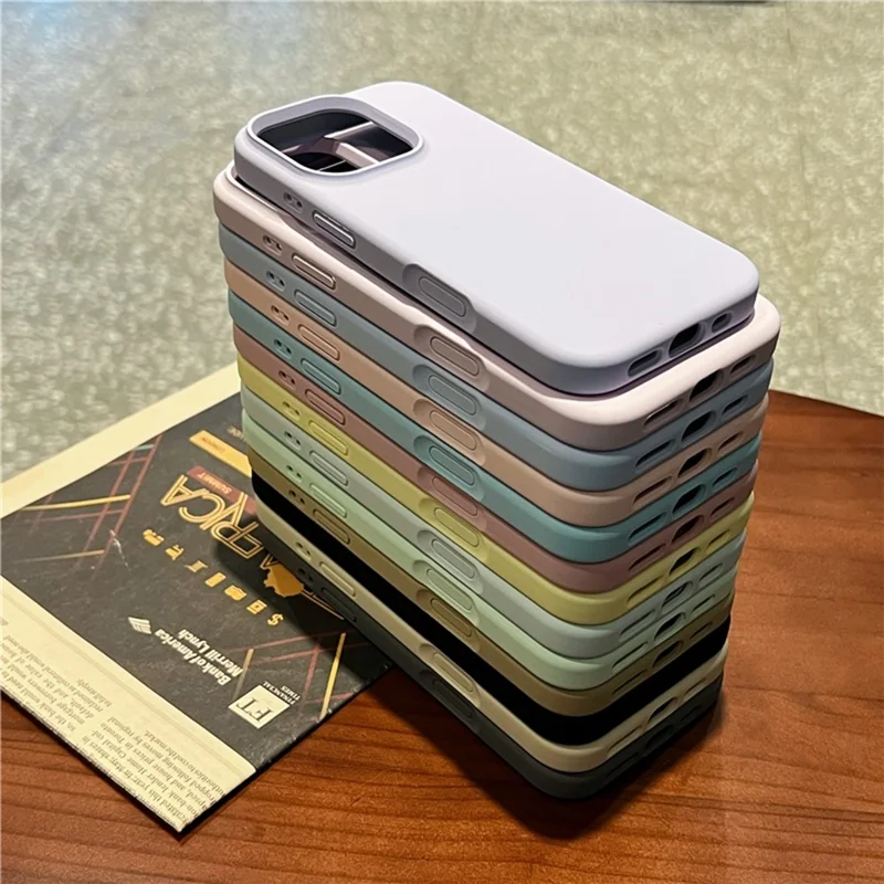 For iPhone 16 Pro Case Soft Microfiber Lining Liquid Silicone + PC Phone Cover - Ice Blue