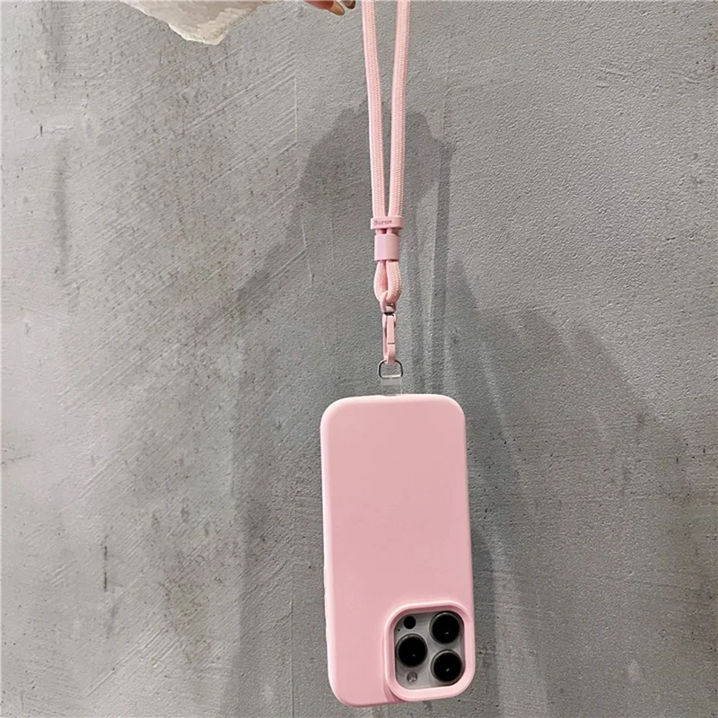 For iPhone 16 Pro Case Zacht Microvezel Voering Vloeibaar Silicone + PC Telefoonhoesje met Polsbandje - Lichtgroen