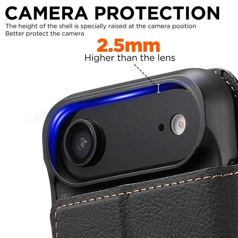 SUTENI Q-05 For iPhone 17 Air Case Detachable Wallet Stand Litchi Texture Leather Flip Phone Cover - Black