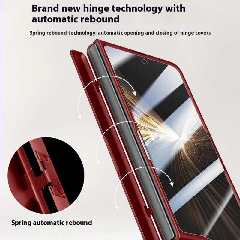 Für Honor Magic V5 5G Magnetische Hülle Hartplastik Handyhülle mit HD-Schutzglas, Objektivständer - Schwarz