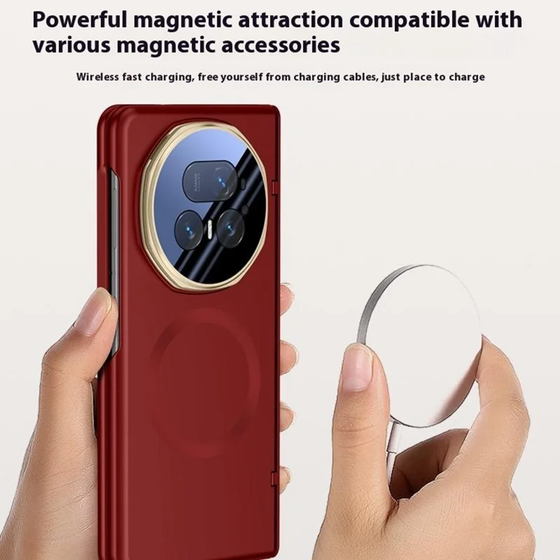 For Honor Magic V5 5G Magnetische Hülle Hartplastik Handyhülle mit Sichtschutz-Panzerglas / Objektivständer - Schwarz