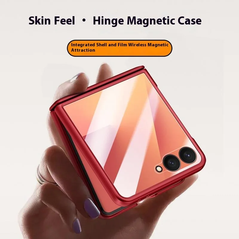 For Samsung Galaxy Z Flip7 5G Magnetic Case Hard PC Phone Cover with Rear Small Screen Protector - Black