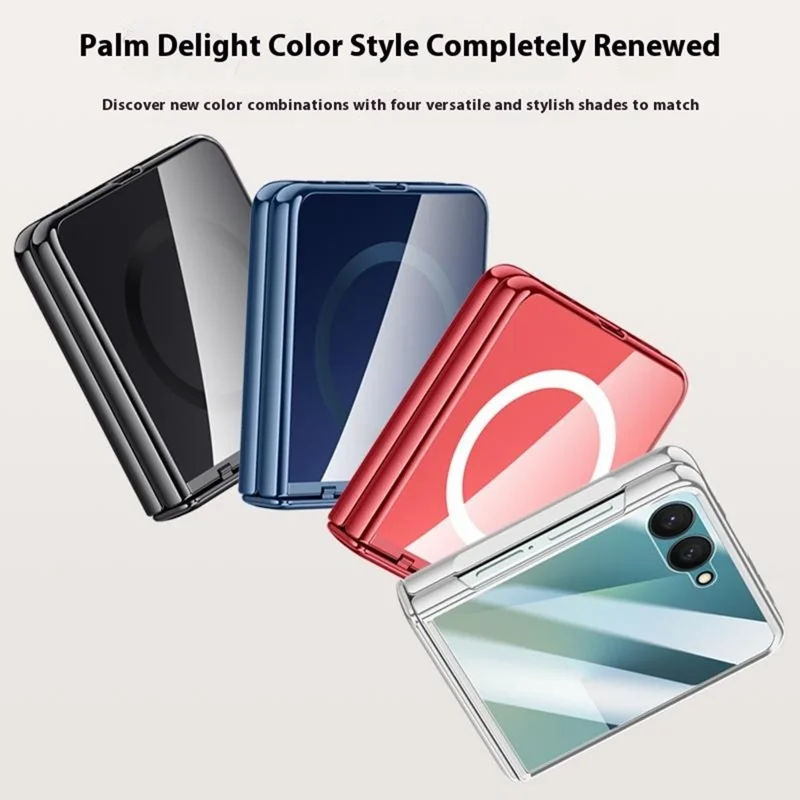 For Samsung Galaxy Z Flip7 5G Magnetic Case Hard PC + Acrylic Phone Cover with HD Rear Small Screen Protector - Black